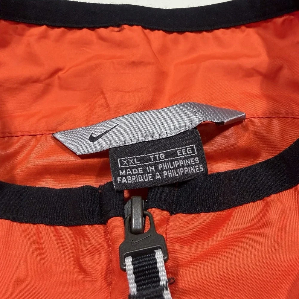 Vintage Nike Running Vest Mens‎ XXL Orange Full Zip Y2K Silver Tag Lightweight